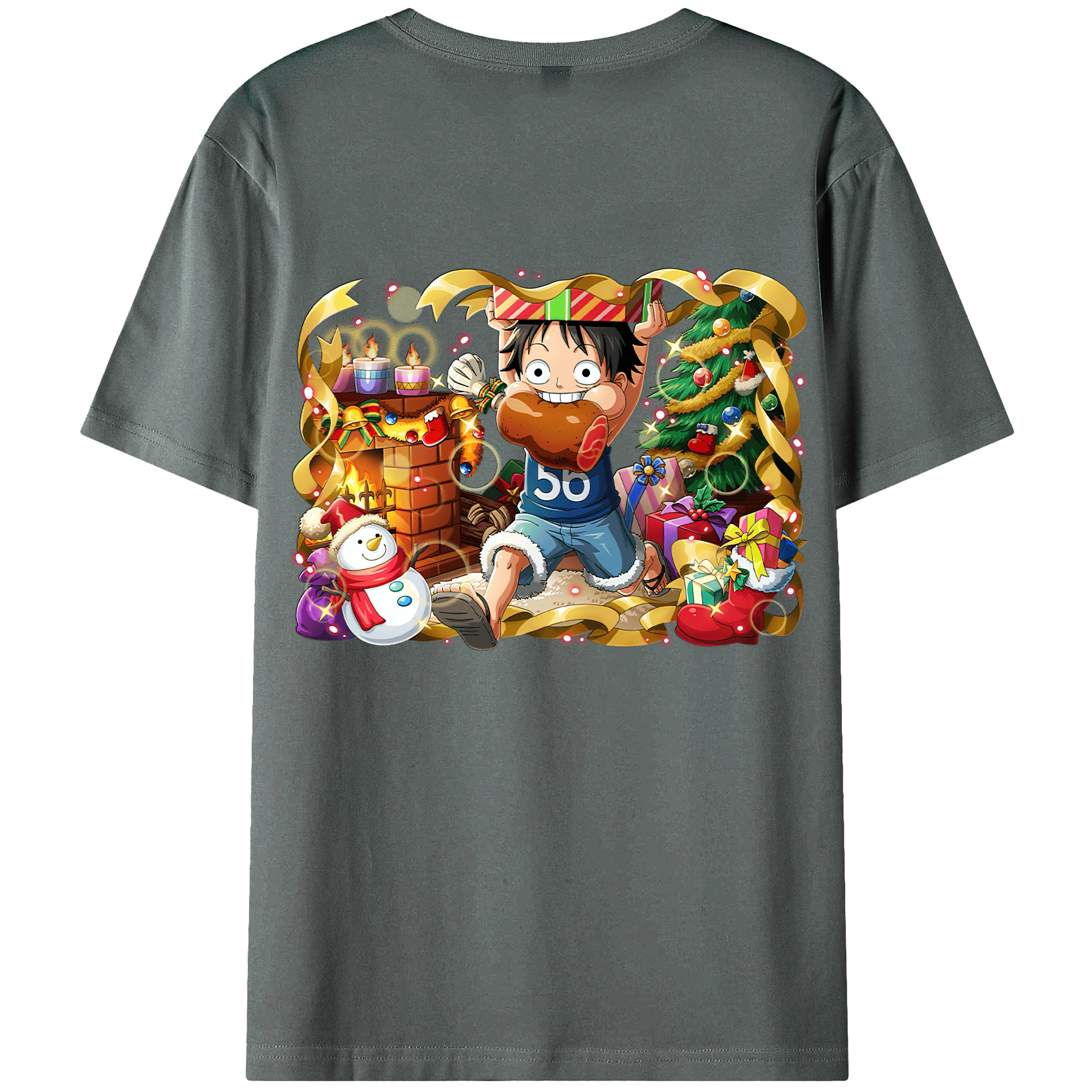 ワンピース モンキー・D・ルフィ ONE PIECE Monkey D. Luffy 綿100％ メンズ半袖Tシャツ（バックプリント） 通気性